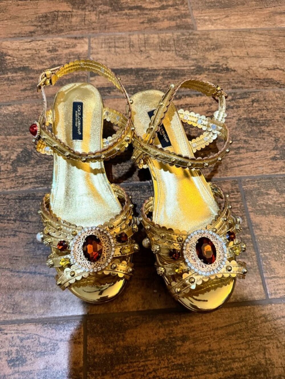 Dolce & Gabbana gold platform sandals size 41